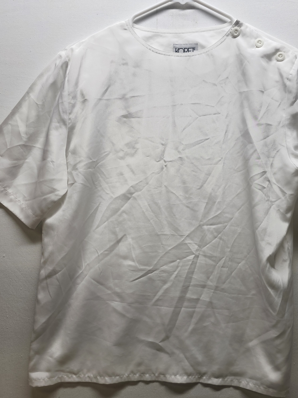KORET White Short Sleeve Blouse Womens Small Minimalist Office Career Vtg 90s